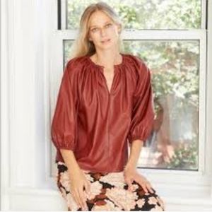 Who What Wear Vinyl Top Shirt Fired Brick Sz Large 48"C, 48"Waist, 24"L, NWT